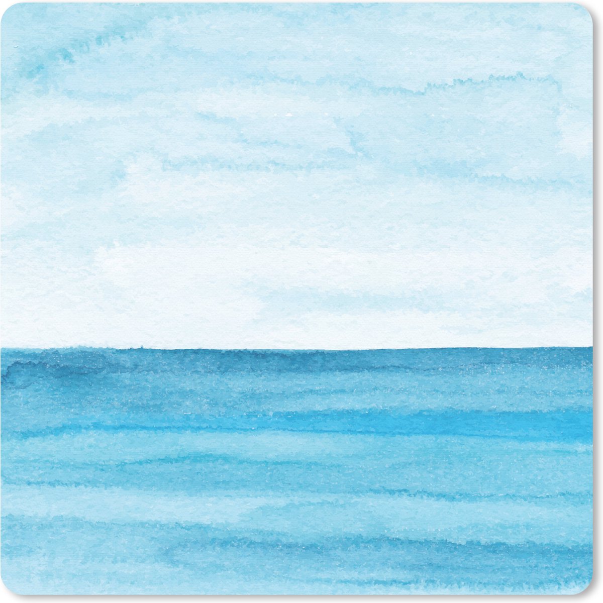 Muismat 20x20 cm - Mousepad Zee - Waterverf - Blauw - Muismatten