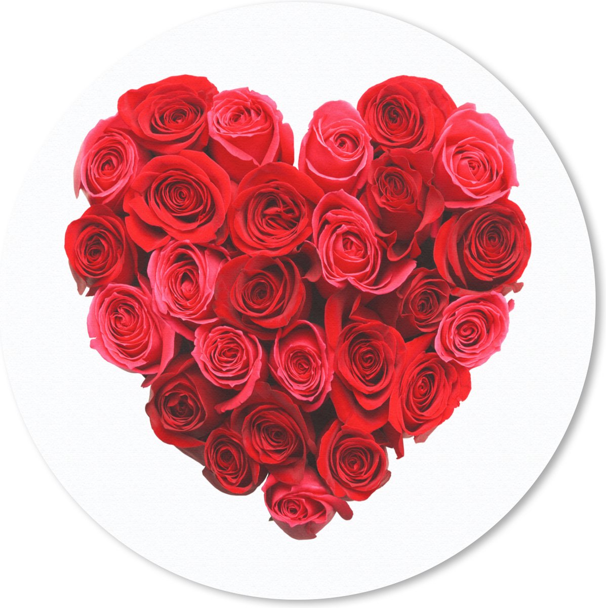 Muismat rond 30x30 cm - Mousepad Rozen - Rood - Hart - Ronde muismatten