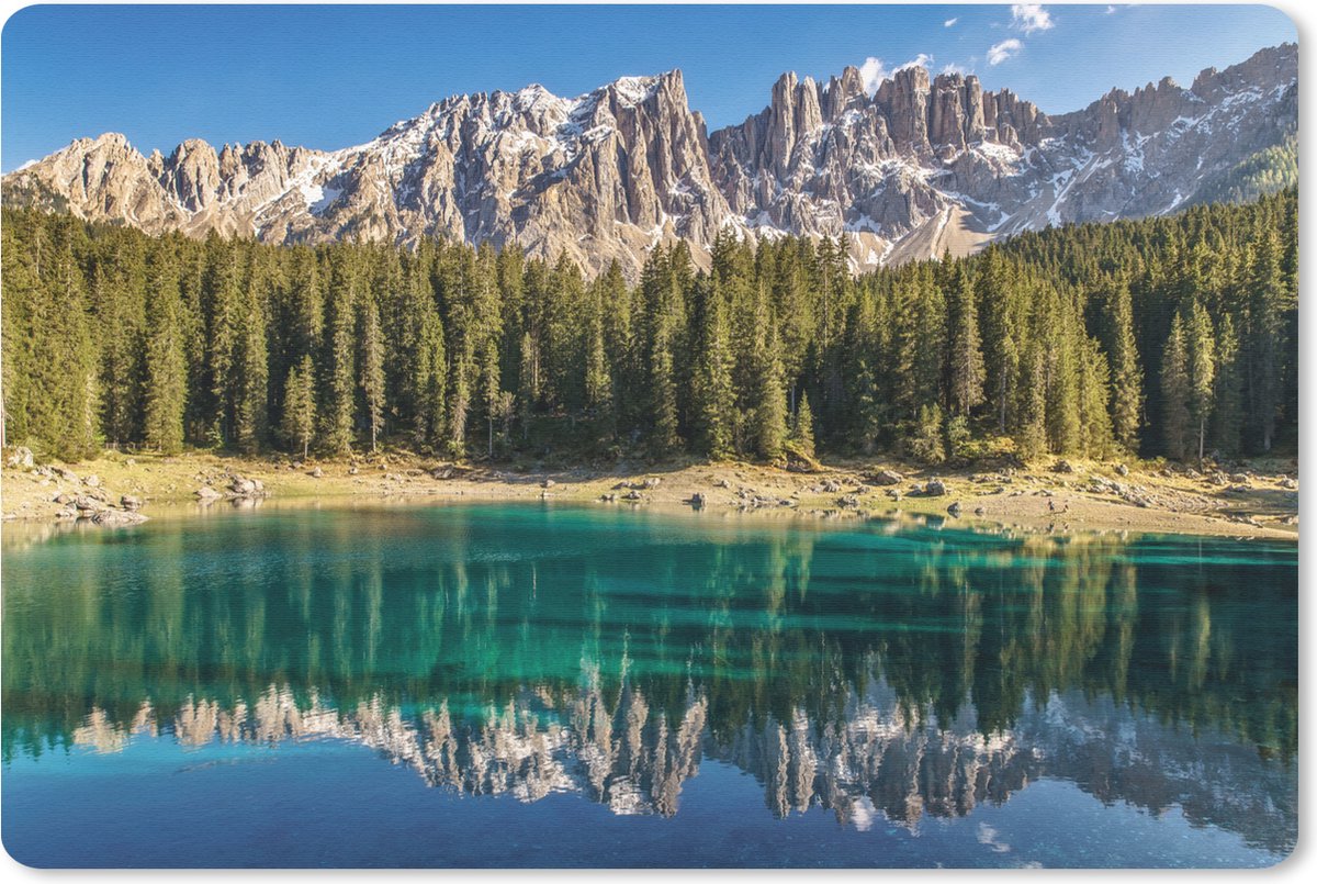 Muismat Alpen - Dolomieten Lake Carezza Italie muismat rubber - 60x40 cm - Muismat met foto