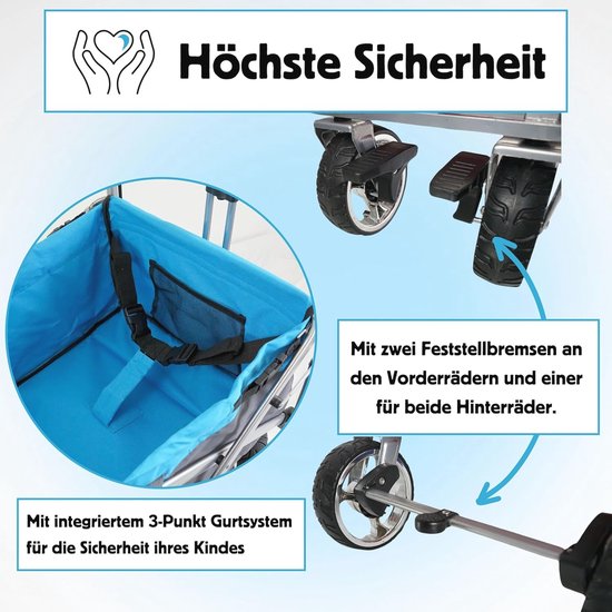 Opvouwbare Bolderkar voor Kinderen met Zonnedak en 80 kg Belastbaarheid — afbeelding 4