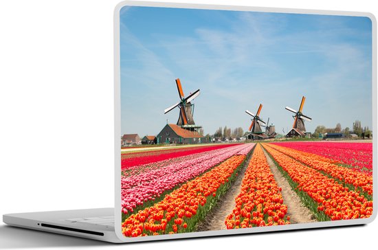 Sticker pour ordinateur portable - 15,6 pouces - Tulipes - Moulin à vent - Nederland