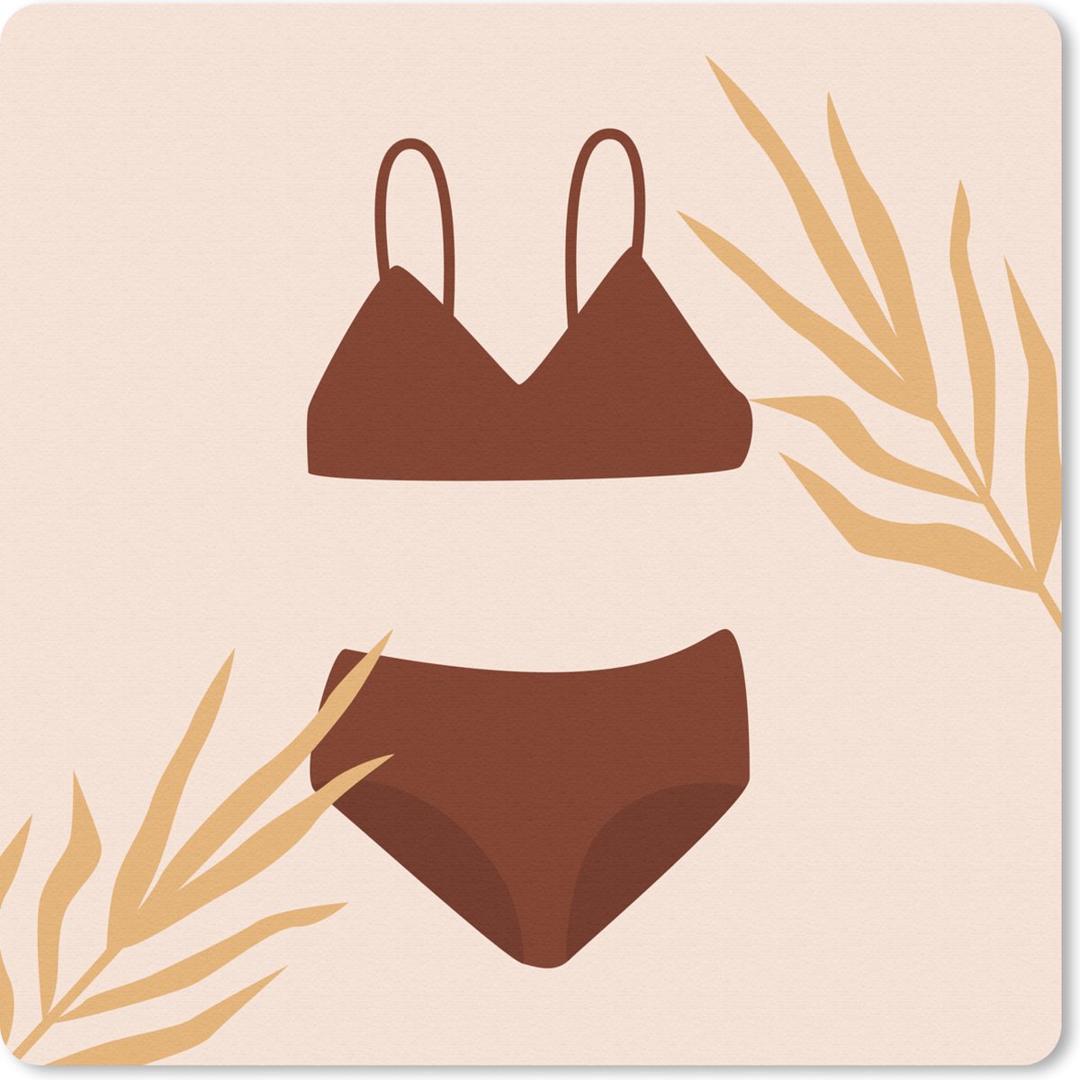Muismat 20x20 cm - Mousepad Bikini - Zomer - Bladeren - Muismatten