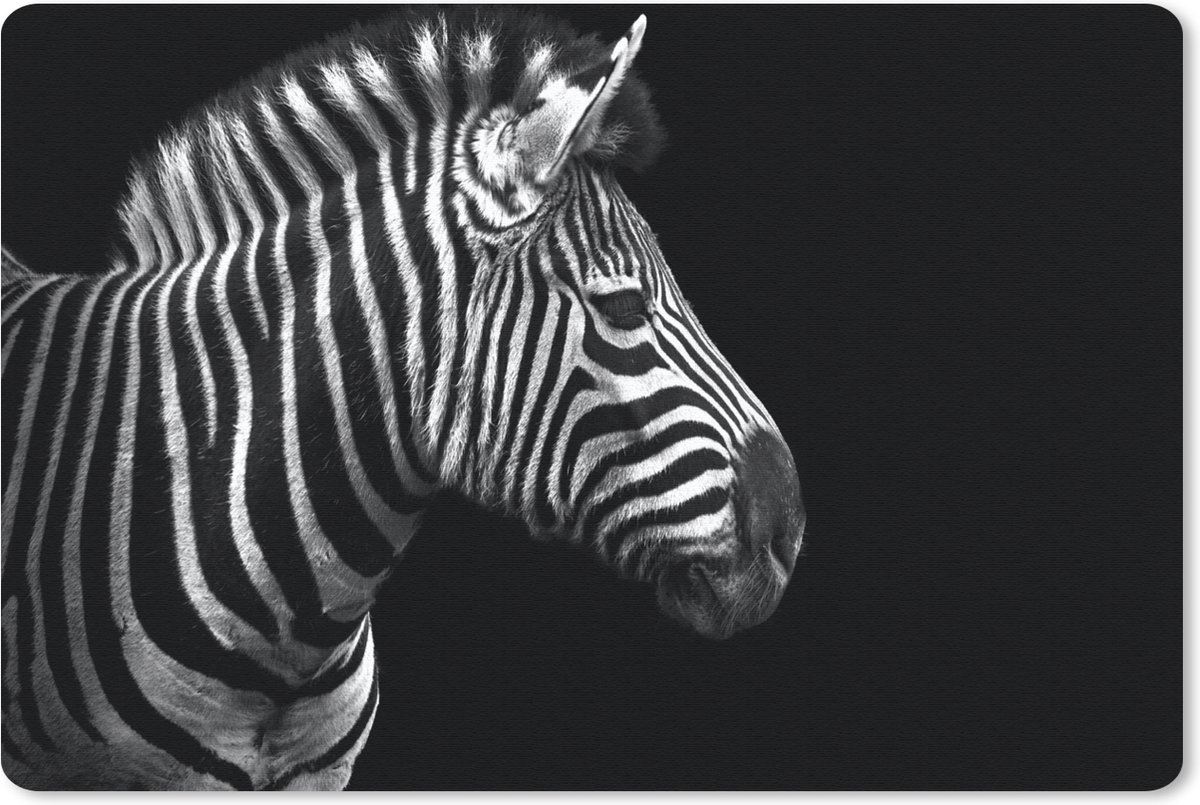 Muismat 27x18 cm - Mousepad Zebra - Zwart - Wit - Portret - Dieren - Muismatten