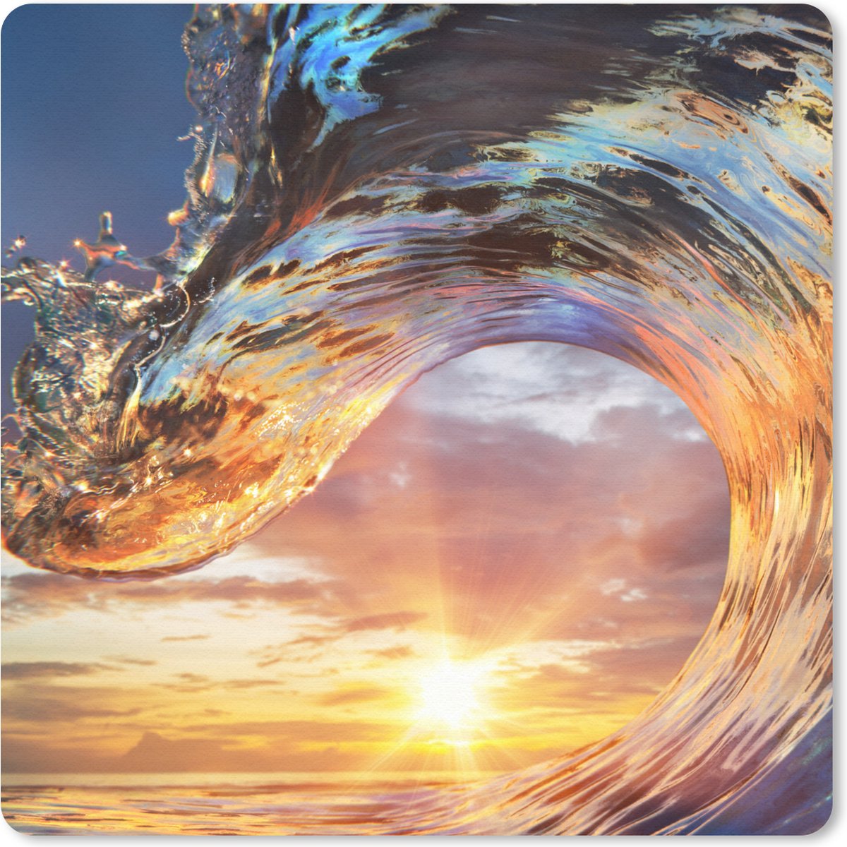 Muismat 30x30 cm - Mousepad Zee - Zon - Kleuren - Muismatten