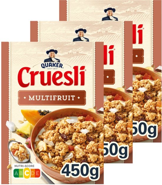 Quaker Cruesli Multifruit 450 Gram 3 Pakken Ontbijtgranen