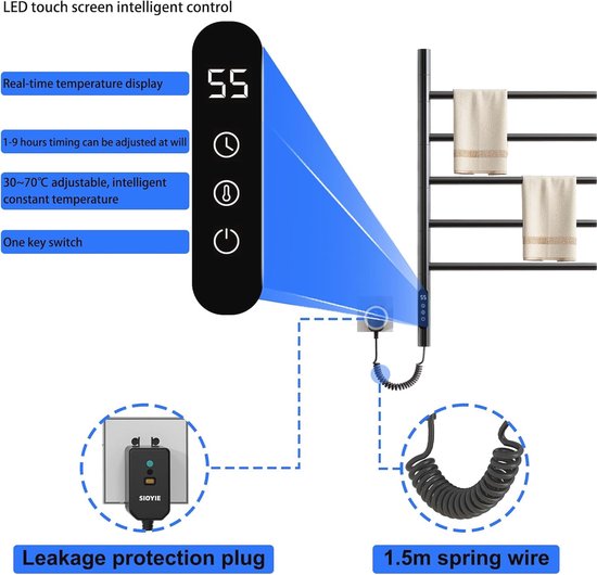 Elektrisch Handdoekenrek - Handdoekdroger en Warmer voor de Badkamer Elektrisch Handdoekenrek - Handdoekdroger en Warmer voor de Badkamer