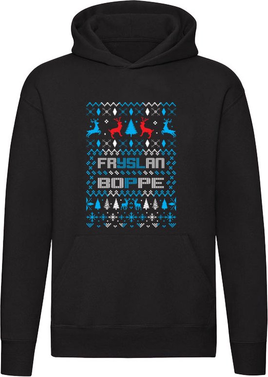Fryslan Boppe Kerst Hoodie - Friesland - fans - sfeer - voetbal - club - kersttrui - foute kersttrui - cadeau - trui - sweater - unisex