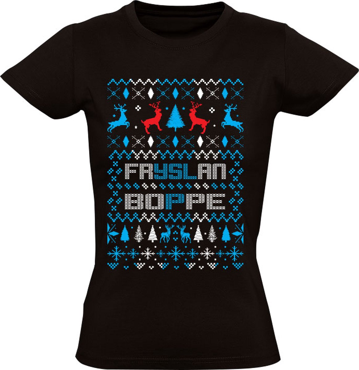 Fryslan Boppe Dames Kerst T-shirt - Friesland - fans - sfeer - voetbal - club - kersttrui - foute kersttrui - 05 - cadeau - shirt