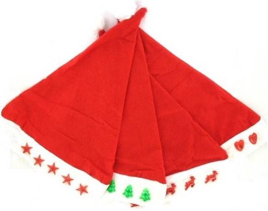 Decopatent - 12 PIECES MIX Bonnets de Noël avec Siècle des Lumières - Chapeau de Noël avec Lumières - Chapeau de Noël avec éclairage LED- Bonnet de Noël avec Lumière - Chapeau de Noël Adultes avec Lumières - COMPREND Piles