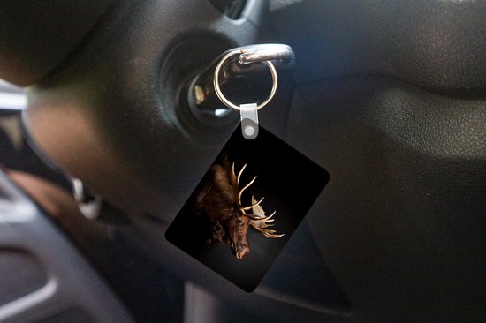 Porte-clés - Orignal - Bois - Portrait - Cadeaux à distribuer - Plastique