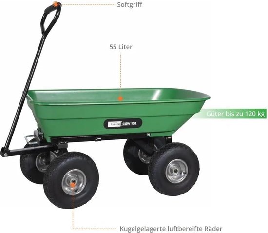 Handwagen Kantelbaar 120 kg - Tuinwagen en Transportwagen voor Alle Doeleinden van Polymath. — afbeelding 2