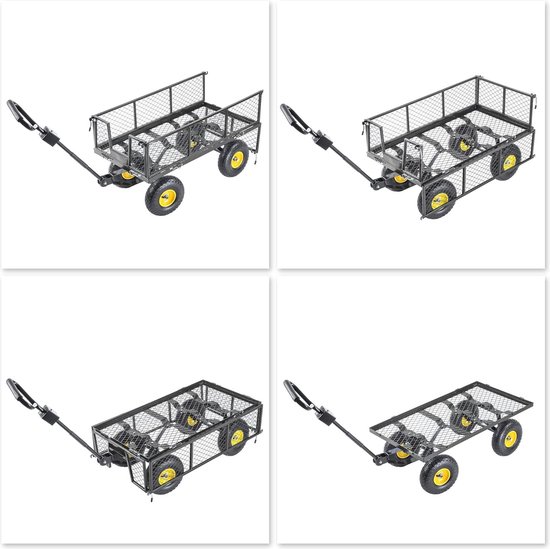 Multifunctionele Nettuinwagen met Afneembaar Zeil - Draagvermogen 300 kg, Staal, Antislip Handkar voor Transport van Work-It — afbeelding 4