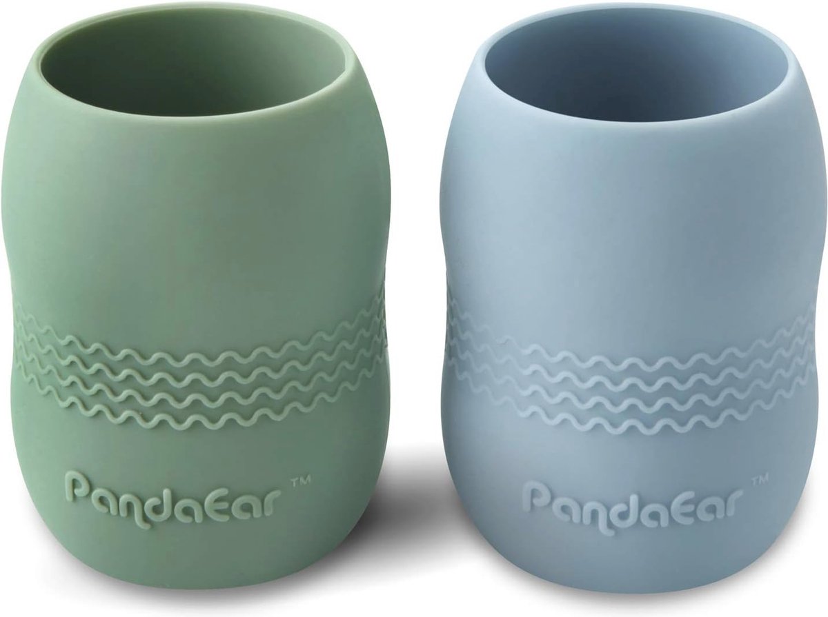 Set van 2 kleine siliconen drinkbekers voor baby's en peuters - druppelvrij, magnetron- en vaatwasmachinebestendig