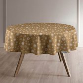 Protecttable - Rond Kerst Tafelzeil Sneeuwvlok Goud Ø138cm - Tafelkleed Afwasbaar - Kunststof