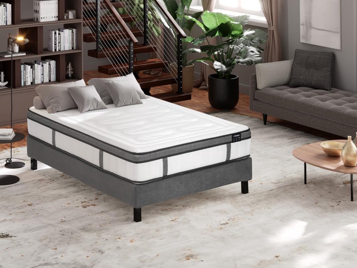 Vente-unique Hybride matras 160x 200cm met 7-zones pocketveren en vormgeheugen dikte 30cm - OLIANE van YSMÉE L 200 cm x H 30 cm x D 160 cm Wit
