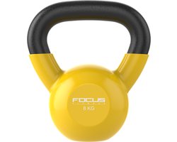 Focus Fitness Focus Fitness Kettlebell - 8 kg - Vinyl - Geel