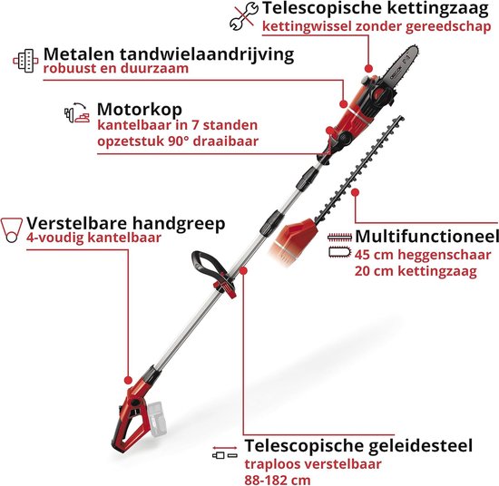 Tuin Multitool met Accu - Multifunctionele Accu Tuinmachine 18V - Heggenschaar en Kettingzaag — afbeelding 3