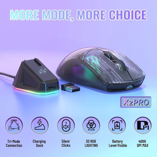 Lancoon Draadloze gaming-muis, 2,4 G RGB met honingraatstructuur, 3200 dpi, licht, ergonomisch, geprogrammeerd, 7 toetsen, USB-ontvanger, compatibel met pc, laptop (wit Lancoon Draadloze gaming-muis, 2,4 G RGB met honingraatstructuur, 3200 dpi, licht, ergonomisch, geprogrammeerd, 7 toetsen, USB-ontvanger, compatibel met pc, laptop (wit