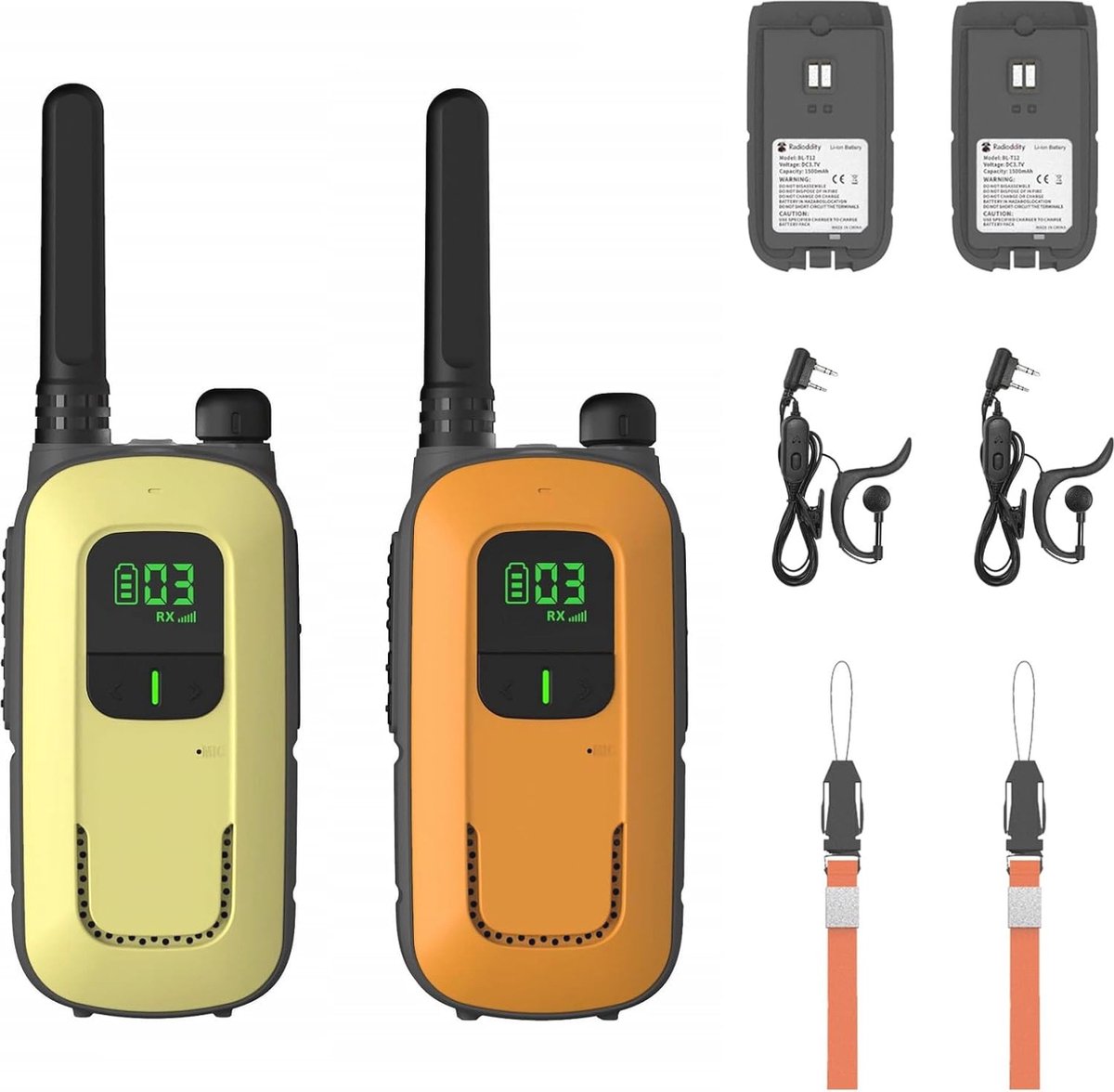 Walkietalkie voor Kinderen - 16 Kanalen, PMR446, Oplaadbaar, 4 km Bereik, Geschikt voor Outdoor Avonturen - 2 Stuks