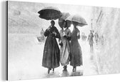 Tableau aluminium 160x80 cm - Décoration murale métal - Femmes - Parapluie - Zwart et blanc - Rue - Décoration murale métal salon - Décoration industrielle - Photo sur dibond - Accessoires industriels chambre