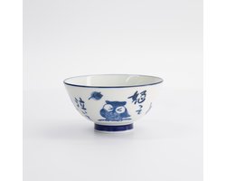 Tokyo Design Studio – Kawaii Rijstkom – Uil – 300 ml – 11.3 x 5.8 cm – Blauw/Wit