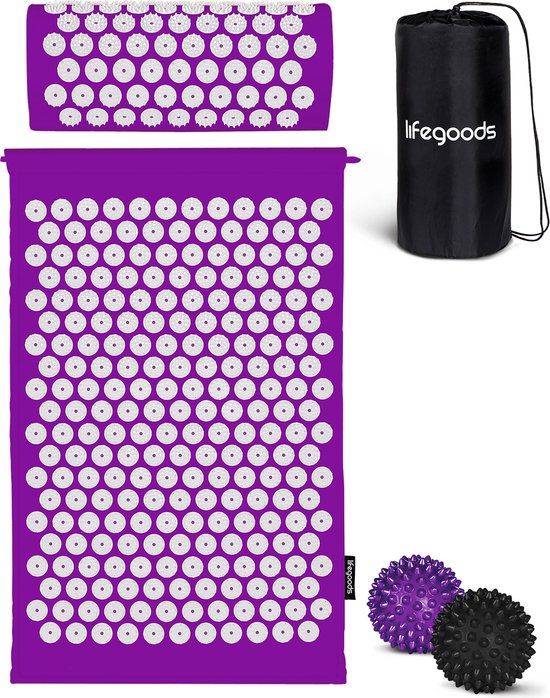 LifeGoods Acupressuur Mat met Kussen