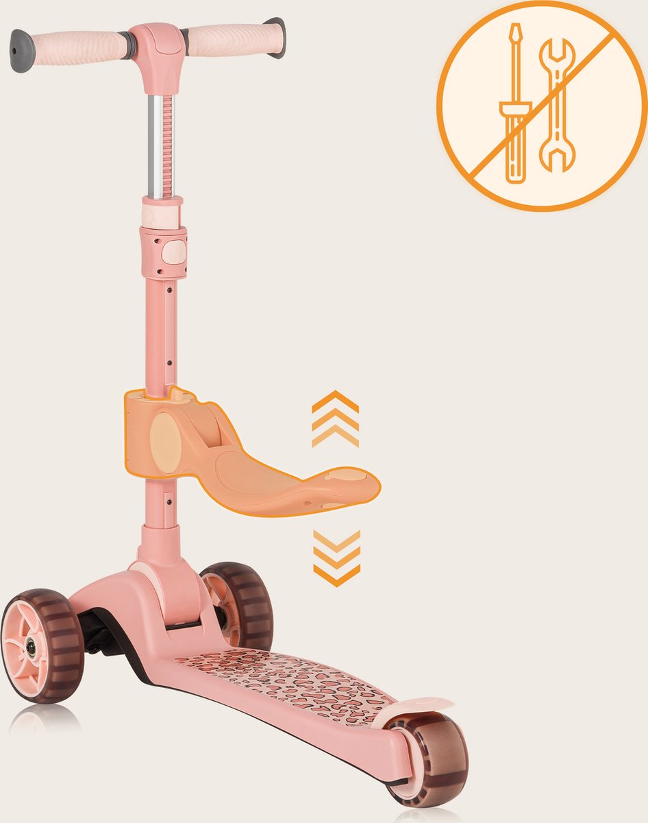 Lionelo Franky Kinderstep 2in1 - LED - 3 wielen - tot 50kg - Fiets en scooter 2in1 - Grote verlichte wielen  - Speelgoedmandje — afbeelding 11