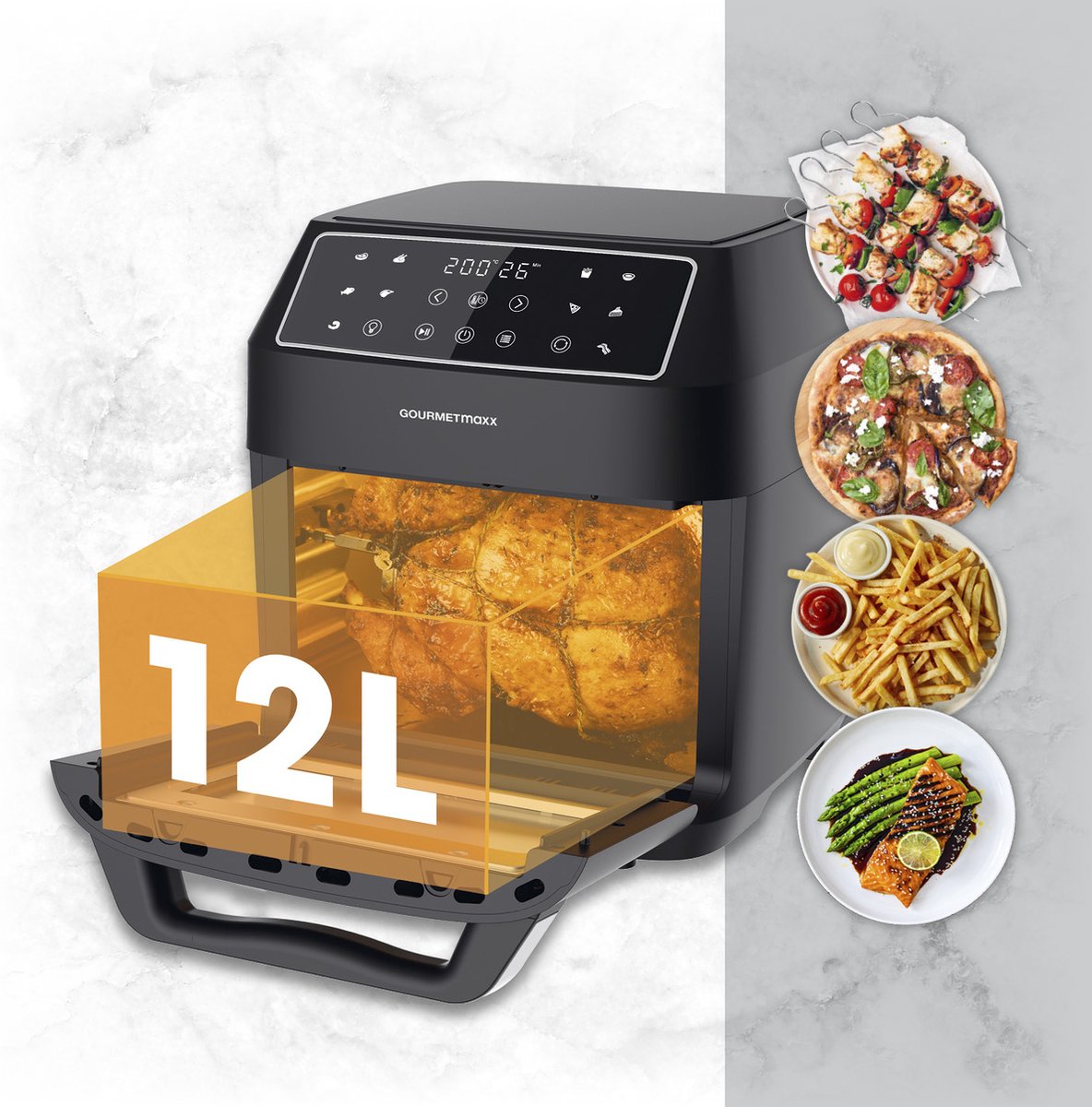 GOURMETmaxx Heteluchtoven Digitaal 12l - Zwart – foto 5