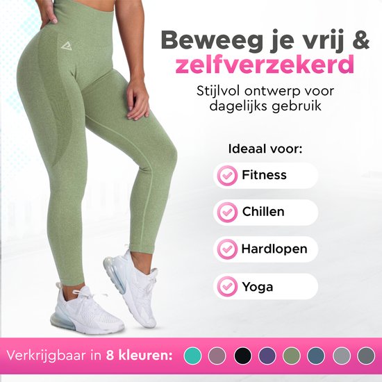 Mewave - Sportlegging groen - Dames - Sportbroek - Sportkleding - Yoga legging - Hardloopbroek - Tiktok - Fitness - Maat L van Mewave — afbeelding 5