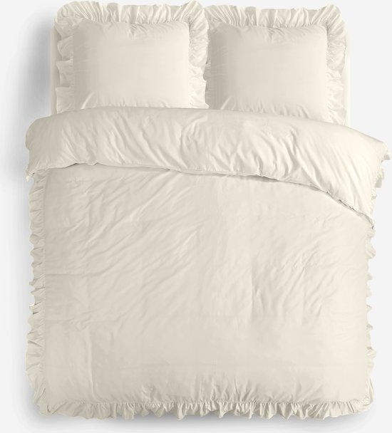 Utopia Bedding Ruches Dekbedovertrekset - Microvezel Polyester Dekbedovertrek 200x200 cm 2 Kussenslopen 50x75 cm - Wit