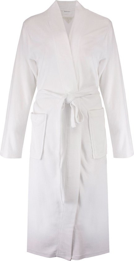 Tenderness Dames Badjas - Badstof - Sjaalkraag - Wit - Maat M