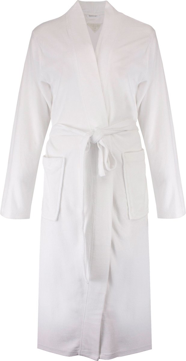 Tenderness Dames Badjas - Badstof - Sjaalkraag - Wit - Maat M