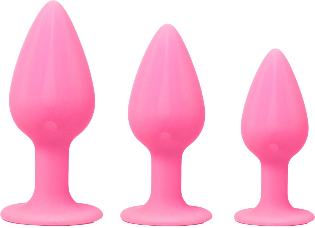 Goedkoopste Cupitoys® Siliconen buttplug set - Klein - Roze - Glow in the dark - Sex toys voor vrouwen - Sex toys voor mannen - Buttplugs