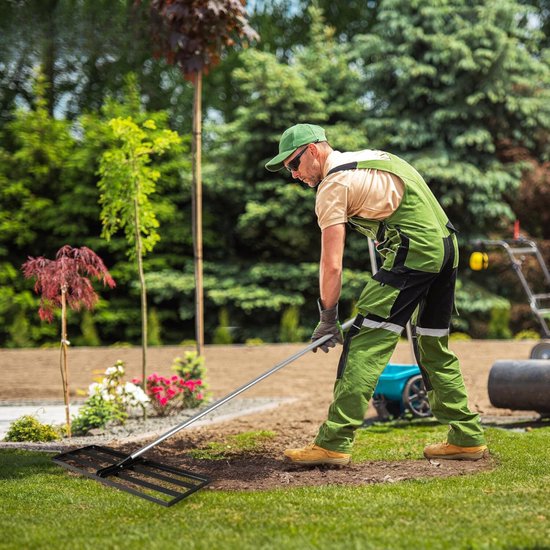 Gazon nivellering hark, Heavy Duty gazon Leveler Tool met 47 inch handvat, niveau nieuw bodemvuil of zand grind grondoppervlak voor tuin tuin gras en golfgazon
