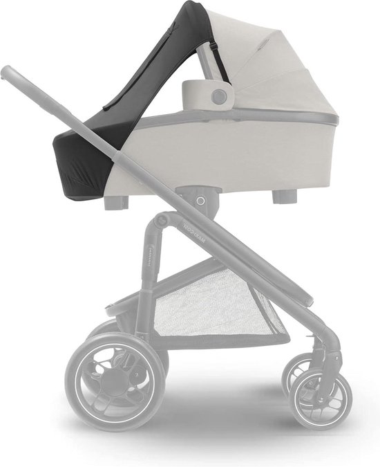 Foto: Upf 50 zonnescherm compatibel met reiswiegen kinderwagens en babyautostoeltjes met kiekeboevenster beschermt baby tegen zon meer gebruikswijzen zwart