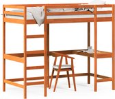 vidaXL - Hoogslaper - met - bureau - massief - grenenhout - wasbruin - 100x200 - cm