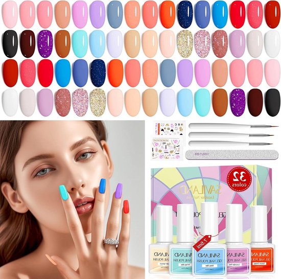 Foto: 42pcs gel nail polish kit 32 colors set with base glossy matte top gel liner nail brushes soak off uv gel manicure starter for home diy salon use