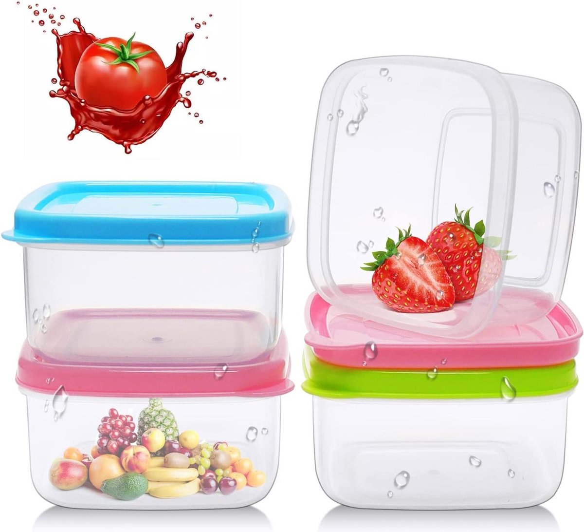Voorraaddozen 4 stuks vershouddozen met deksel 250 ml mini-doos voor dressing voedselcontainers set magnetron vriesvak diepvriesdozen