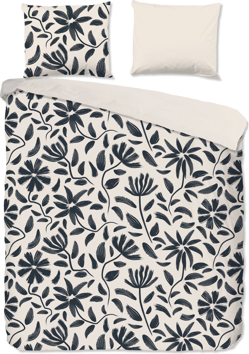 Good Morning dekbedovertrek getekende bloemen - 2 persoons 200x200/220 cm - Ecru - 100% Katoen renforce