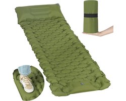 Zelfopblazende campingmat met voetperspomp - ultralicht en waterdicht - opblaasbaar matras voor outdoor - draagbaar en opvouwbaar met kussen - wandelen en slaapmat met tas
