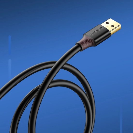USB 3.0 verlengkabel 1 meter zwart, USB naar USB 3.0 kabel, stevig met zes beschermlagen, compact siliconen design