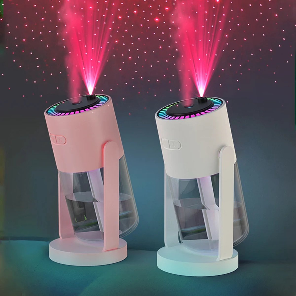 2024 Nieuwe 280ML Draagbare Roterende Luchtbevochtiger Auto Diffuser met Projectie- en Kleurrijke Marquee Verlichting Aroma Diffuser voor Auto en Thuis