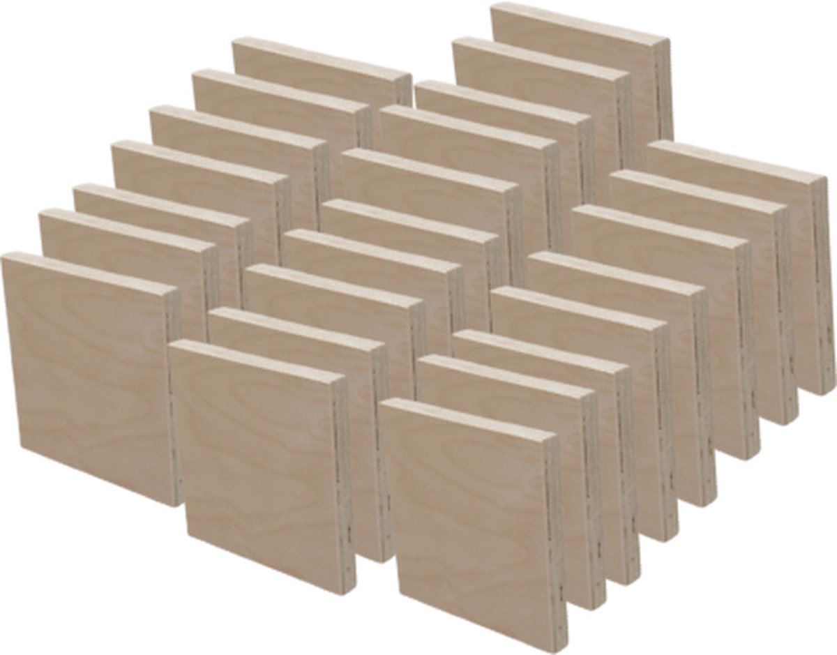 Multiplex Plankjes Naturel - 25 stuks - 12 x 12 cm - Op maat gezaagd - Kant-en-Klaar - Knutselplankjes - Houten Bordjes