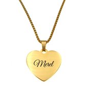 Ketting - Hart - Met Naam - Merel - Goud