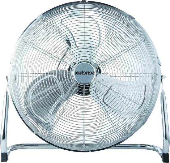 Senelux Bodenventilator – Fitnessstudio-Ventilator aus Chrom – 16-Zoll-elektrischer tragbarer Kühlventilator für den Heim-/Fitnessraum-/Bürogebrauch – 3 Geschwindigkeitseinstellungen mit Kippfunktion
