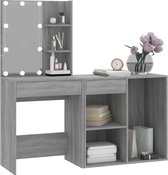 LBB Coiffeuse avec miroir et éclairage - Table de maquillage - Maquillage - Coiffeuse - Avec tiroirs - Coiffeuses - Avec placard - Grijs