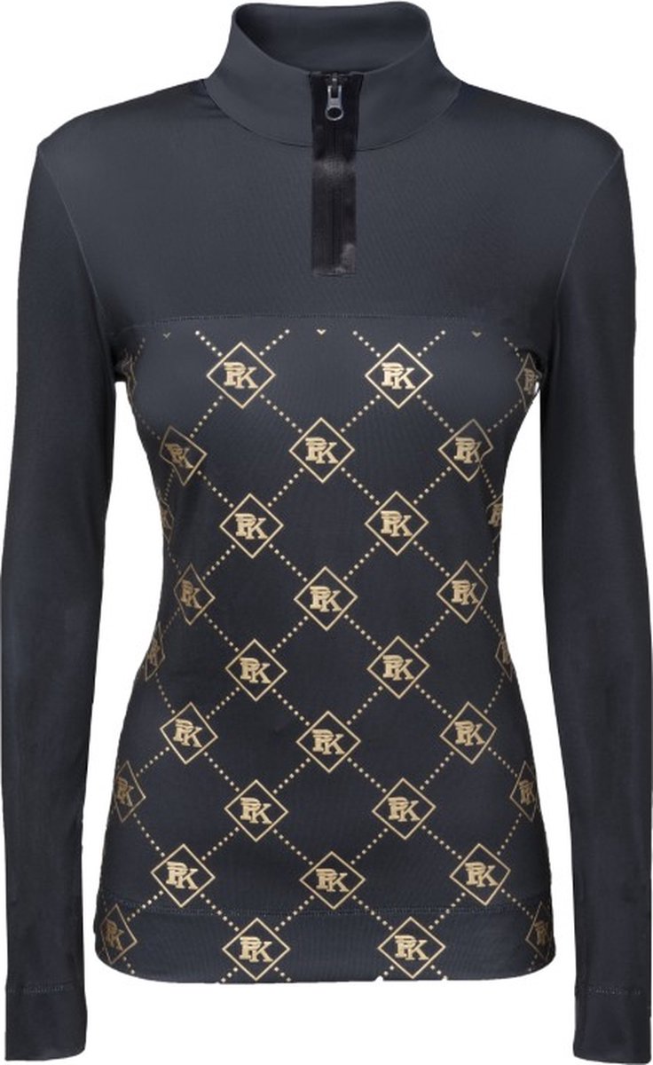 PK International Sportswear Performance Shirt Technisch Shirt Meryl Sneldrogend Hoge kraag met rits One Million Charcoal Donkerblauw