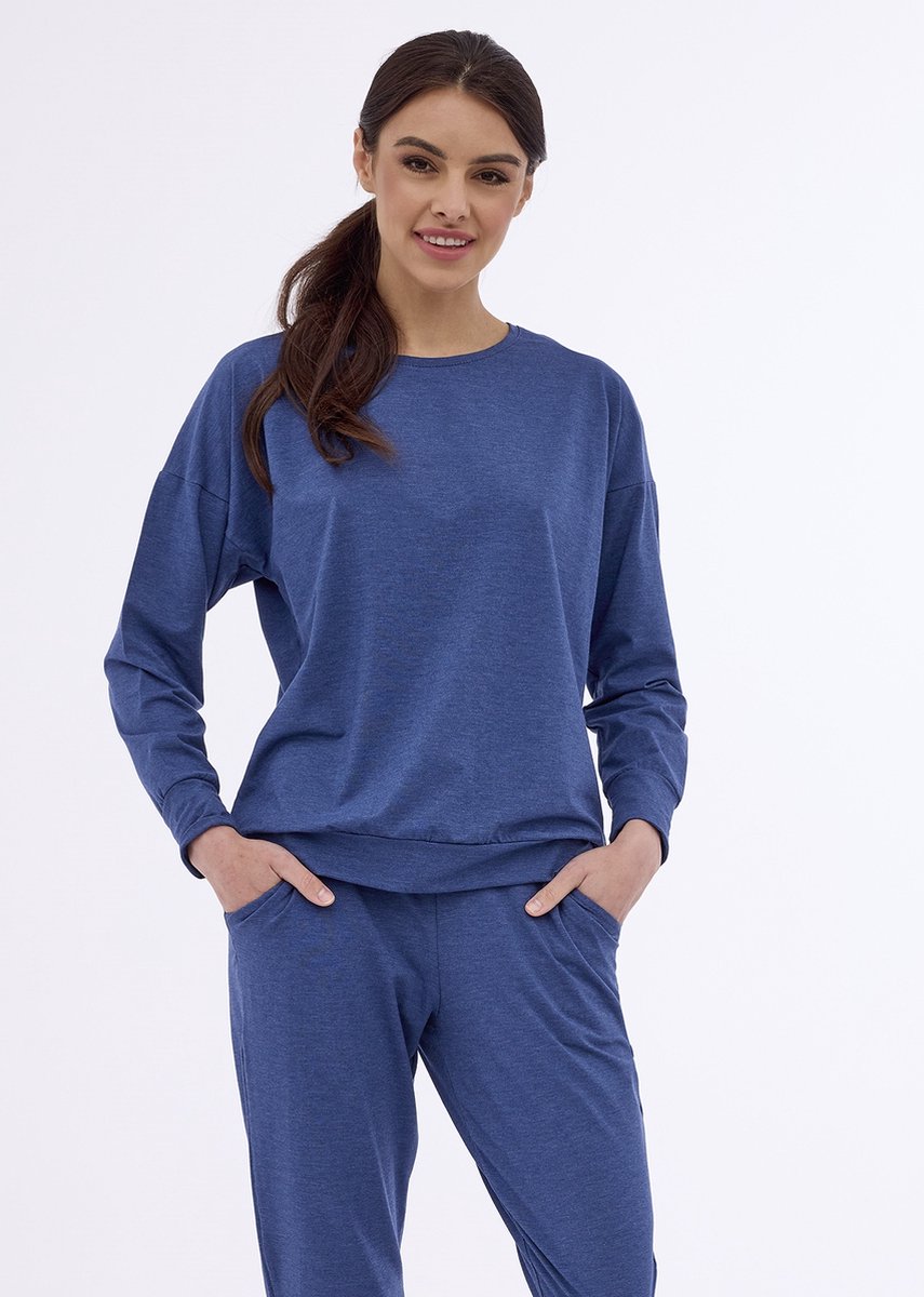 Cornette Dames Pyjama Huispak Winter Lange Mouw Lange Broek Gabi Blauw 800/404 36 /
