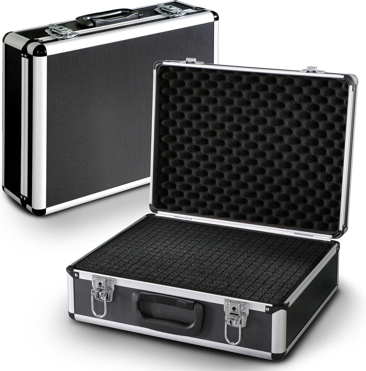 Universele robuuste draagkoffer voor meetinstrumenten - gereedschapsopslag - blokschuimplaten - schuimbekleding - afsluitbaar - stofbescherming - 405x330x150mm