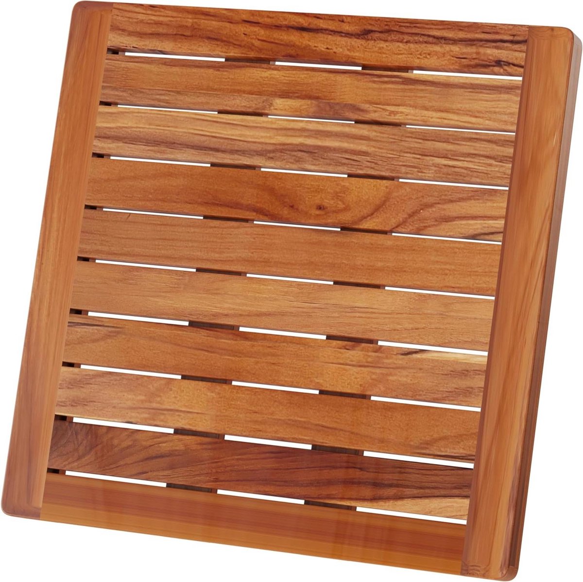 Doucherooster 50 x 50 cm van teakhout vochtbestendig schimmelbestendig vierkant badkamertapijt antislip CB5050 binnen buiten.